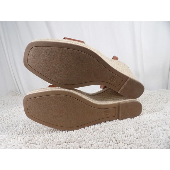 A New Day Womens Tina Cognac Leather Open Toe Wedge Espadrille Heels Size US 11 - Picture 9 of 10